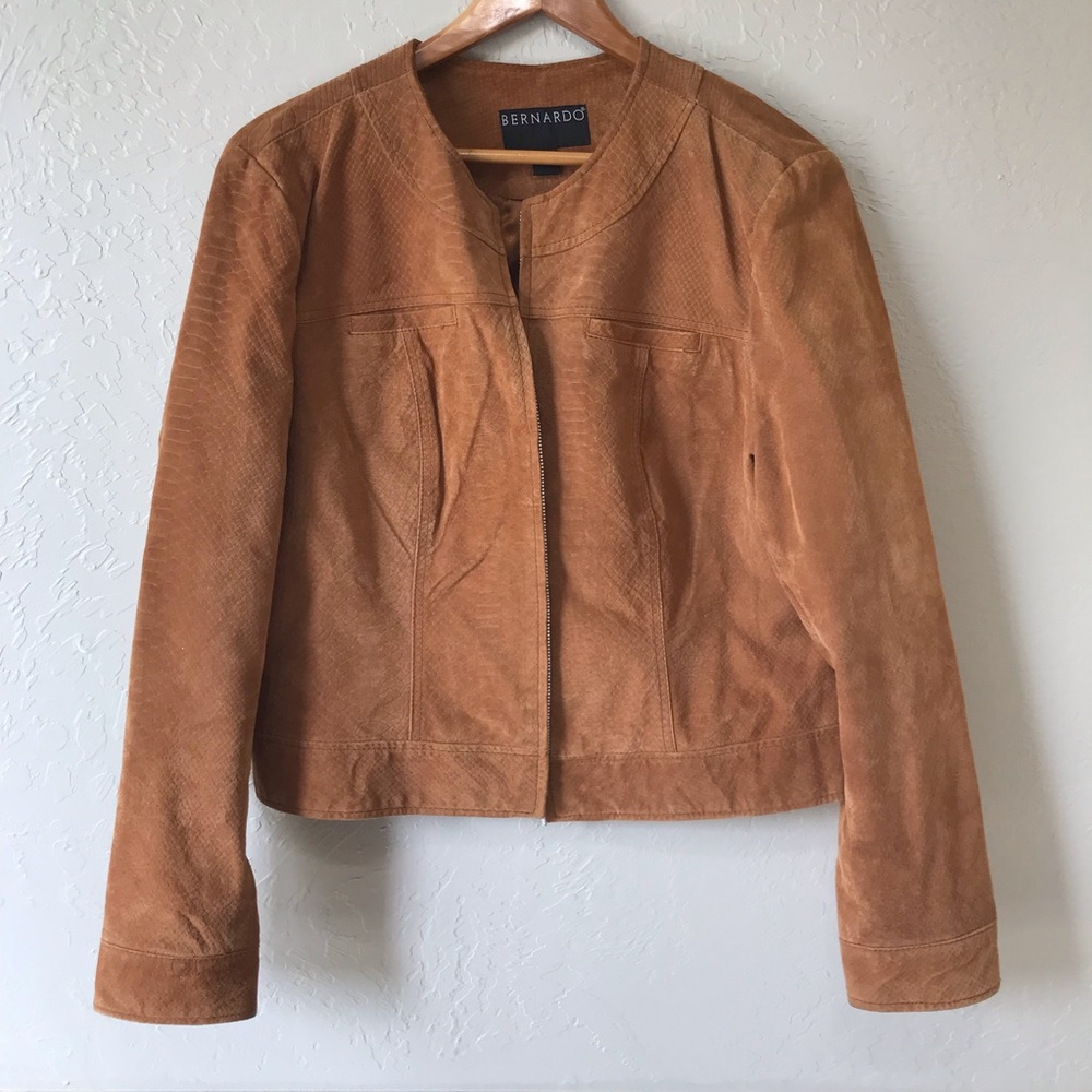 Bernardo Snake Print Suede Leather Jacket